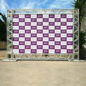 portico e banner de backdrop - estrutura metalica - campinas